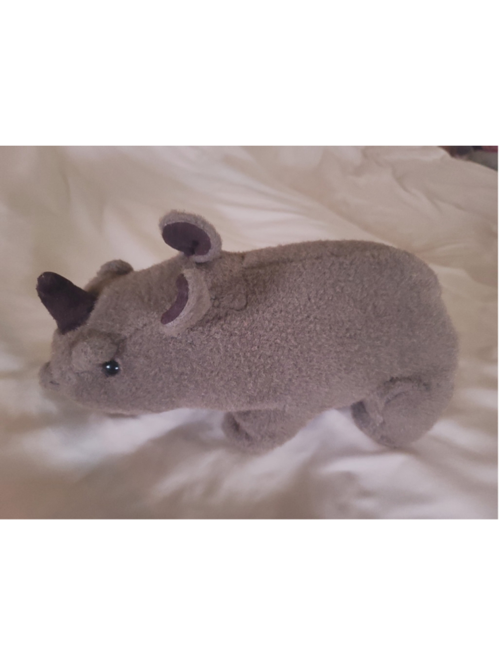 Vintage 80s Commonwealth Gray Rhino Plush 12"